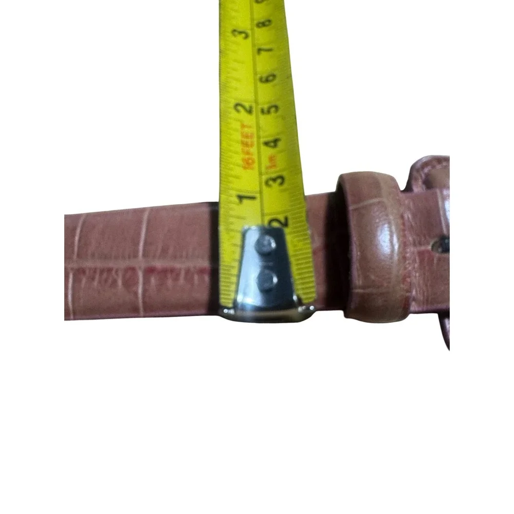 Tanner Italy 90s Leather Belt Croc Embossed Terracotta Pink Square Buckle Sz L